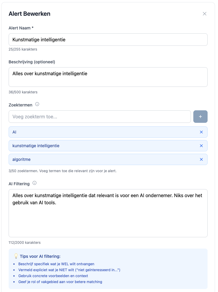 Makkelijk alerts instellen in BeleidsRadar