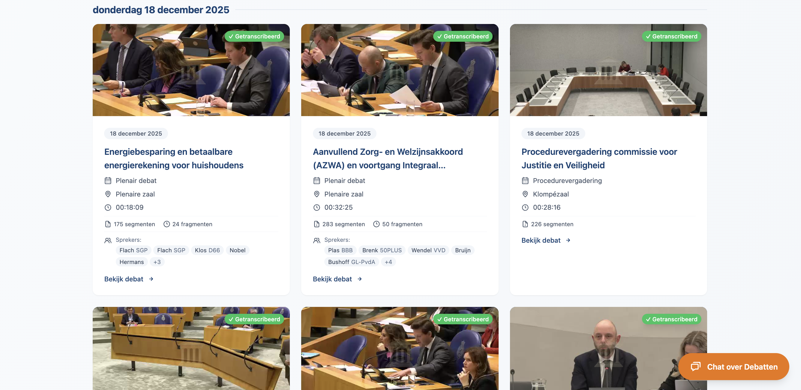 Sprekersinformatie en statistieken in BeleidsRadar debatten