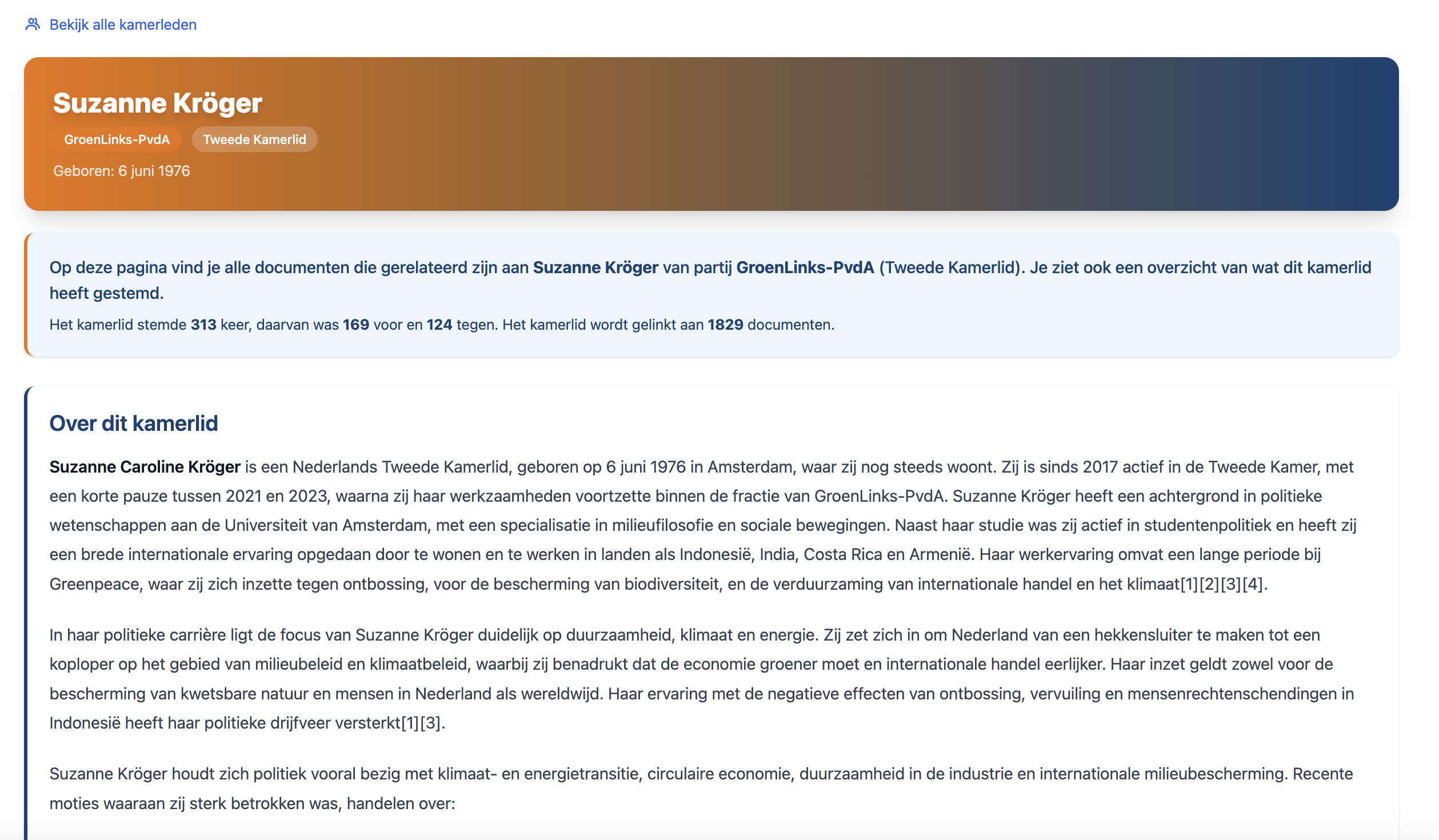 Politici monitoring screenshot