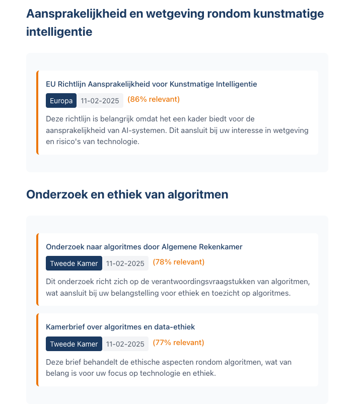 BeleidsRadar AI-assistent notificaties