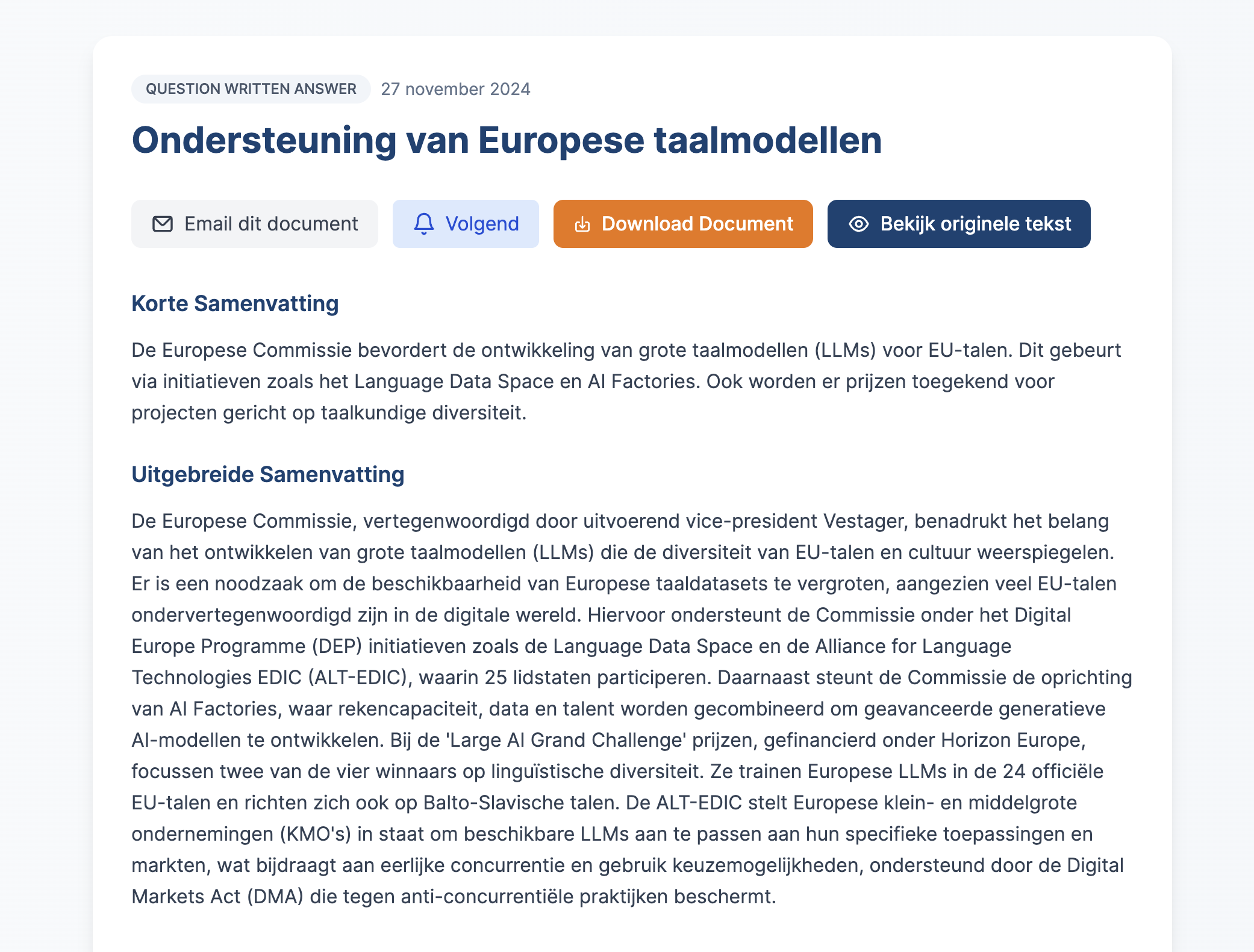 Krijg direct de kern van elk beleidsstuk
